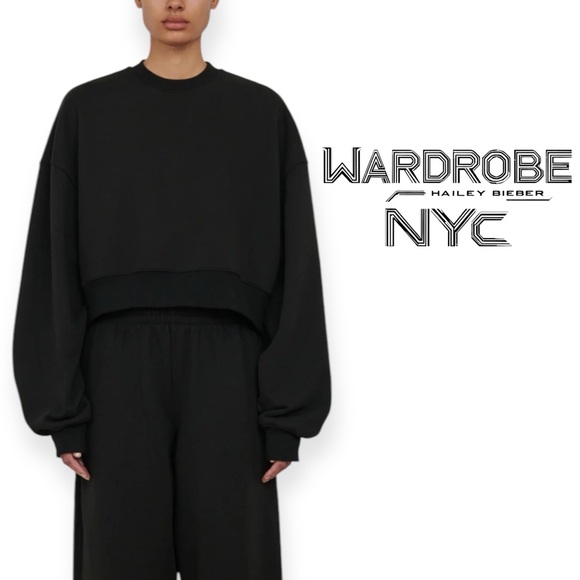 WARDROBE.NYC Tops - WARDROBE.NYC Hailey Bieber Edition HB Track Sweatshirt Black Oversized XS